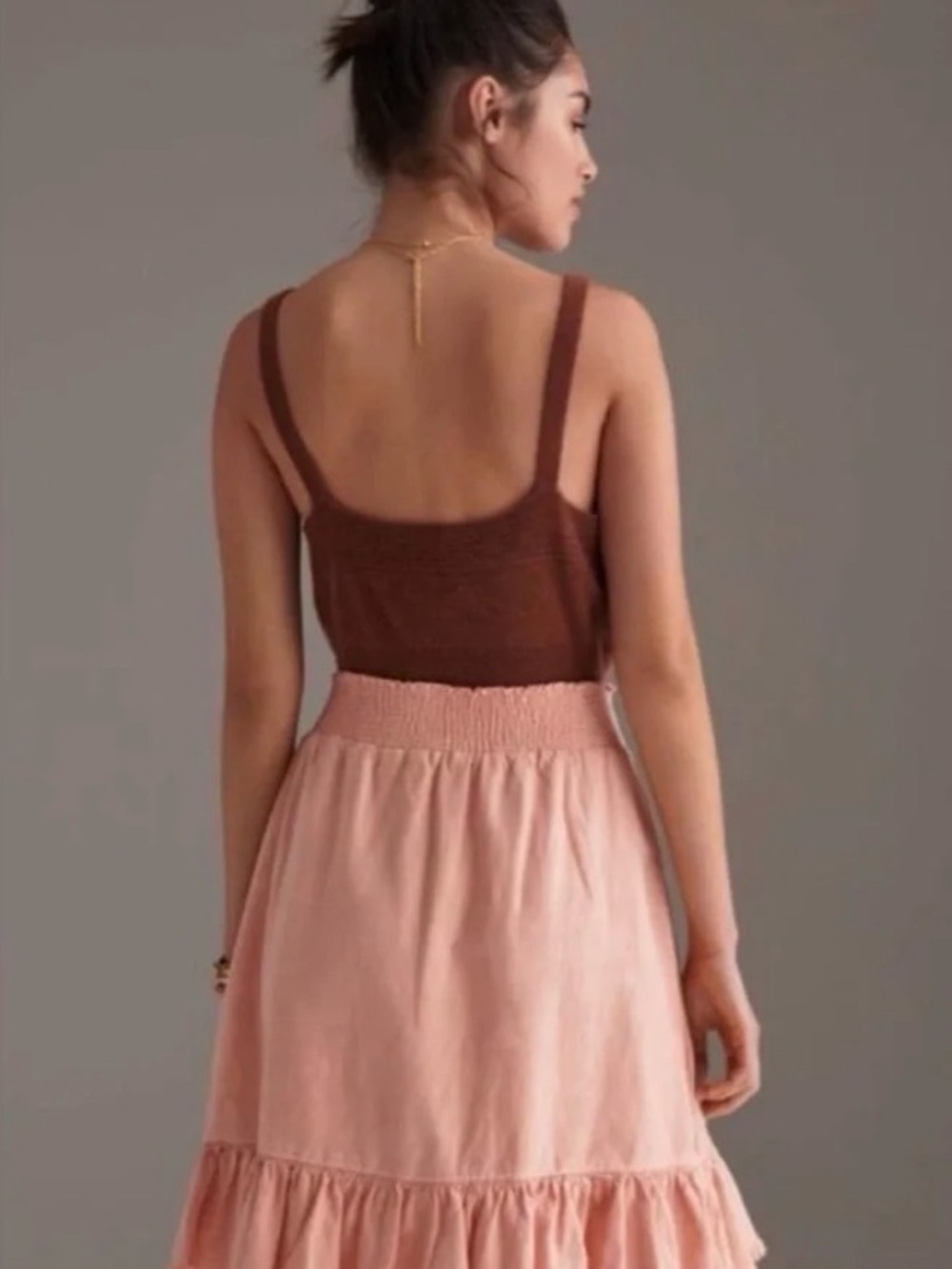 Anthropology Peach Ruffle Wrap Skirt XS